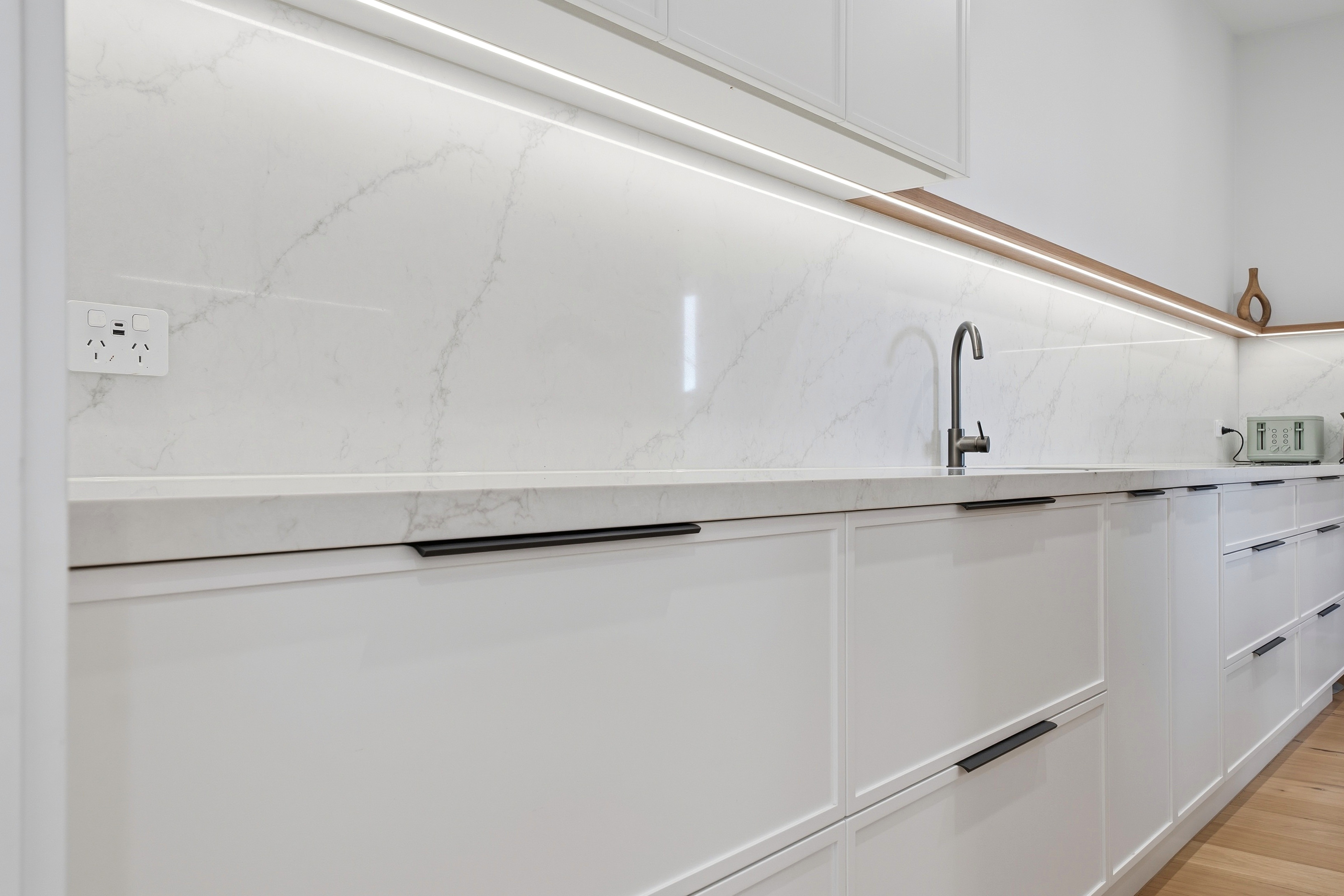 Kitchen benchtop and splashback detail